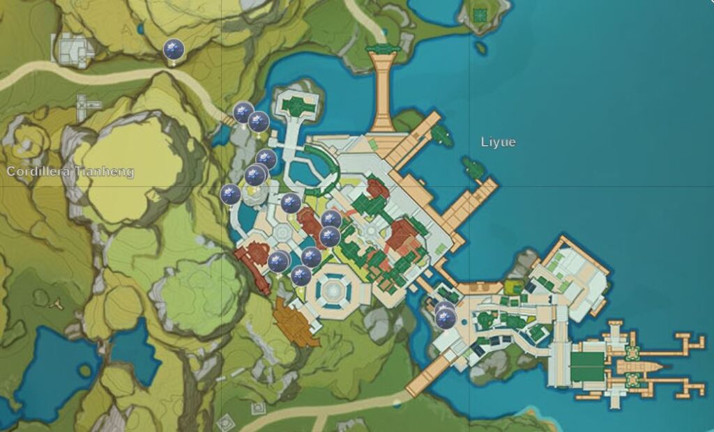 Mapa donde encontrar los Lirio de Cristal